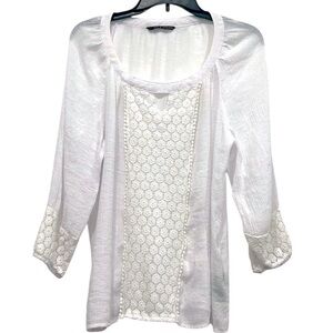 Zac & Rachel white front lace panel boho Blouse